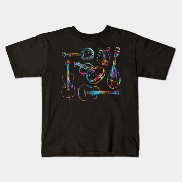 String Musicians Kids T-Shirt by evisionarts